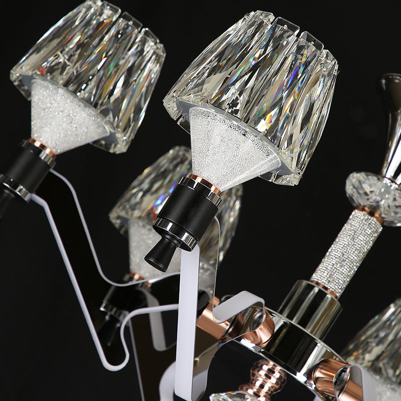 Cone Hanging Chandelier Modern Crystal 6 Lights Chrome Pendant Ceiling Light for Living Room Clearhalo 'Ceiling Lights' 'Chandeliers' Lighting' options 278204