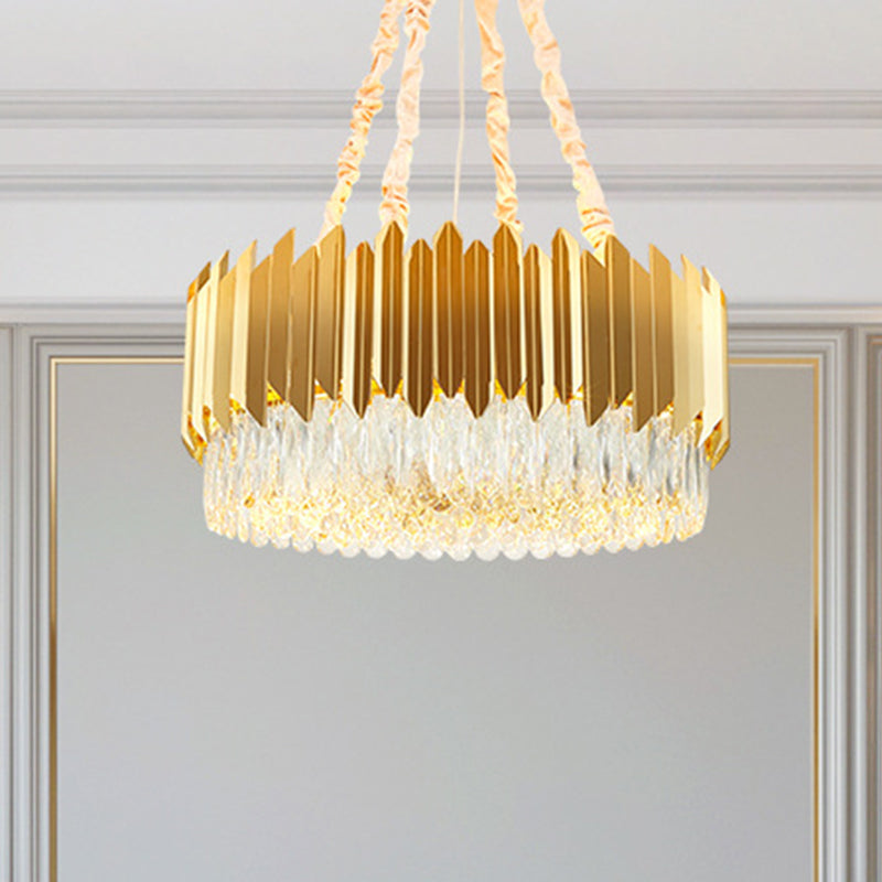 19.5"/23.5" Wide Gold Round Chandelier Lamp Postmodern 6/10 Heads Crystal Block Hanging Ceiling Light Gold Clearhalo 'Ceiling Lights' 'Chandeliers' 'Modern Chandeliers' 'Modern' Lighting' 278261
