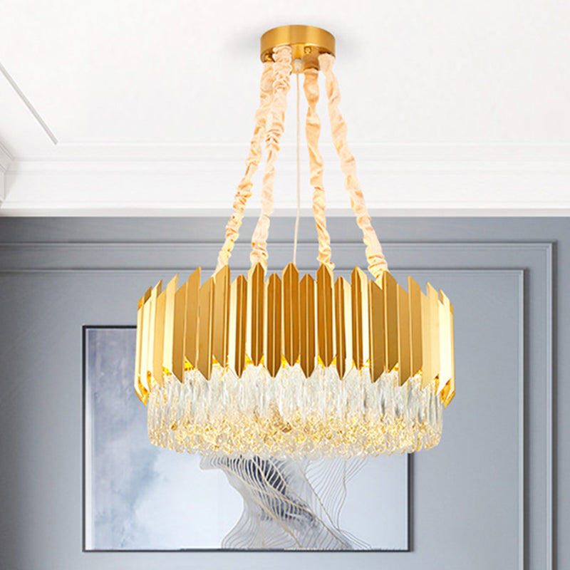 19.5"/23.5" Wide Gold Round Chandelier Lamp Postmodern 6/10 Heads Crystal Block Hanging Ceiling Light Clearhalo 'Ceiling Lights' 'Chandeliers' 'Modern Chandeliers' 'Modern' Lighting' 278262