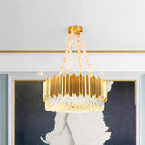 19.5"/23.5" Wide Gold Round Chandelier Lamp Postmodern 6/10 Heads Crystal Block Hanging Ceiling Light Clearhalo 'Ceiling Lights' 'Chandeliers' 'Modern Chandeliers' 'Modern' Lighting' 278263