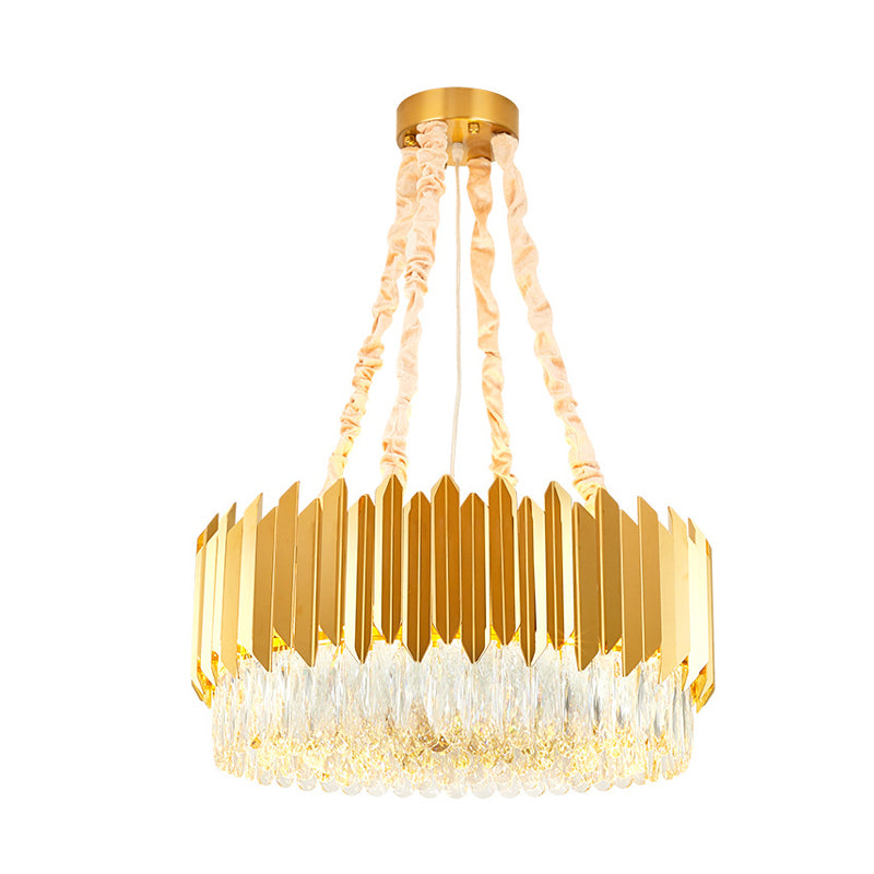 19.5"/23.5" Wide Gold Round Chandelier Lamp Postmodern 6/10 Heads Crystal Block Hanging Ceiling Light Clearhalo 'Ceiling Lights' 'Chandeliers' 'Modern Chandeliers' 'Modern' Lighting' 278265