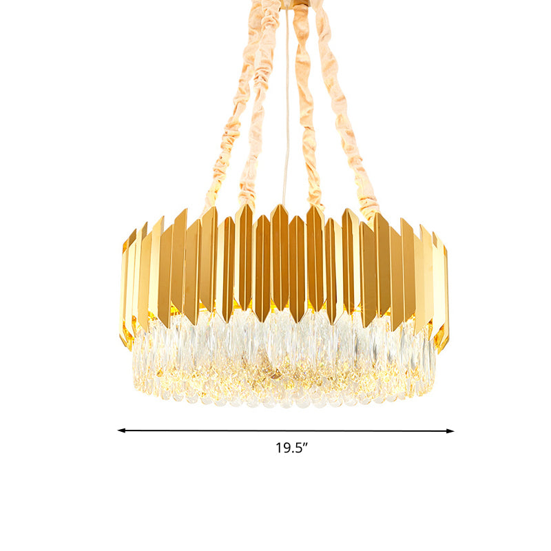 19.5"/23.5" Wide Gold Round Chandelier Lamp Postmodern 6/10 Heads Crystal Block Hanging Ceiling Light Clearhalo 'Ceiling Lights' 'Chandeliers' 'Modern Chandeliers' 'Modern' Lighting' 278266