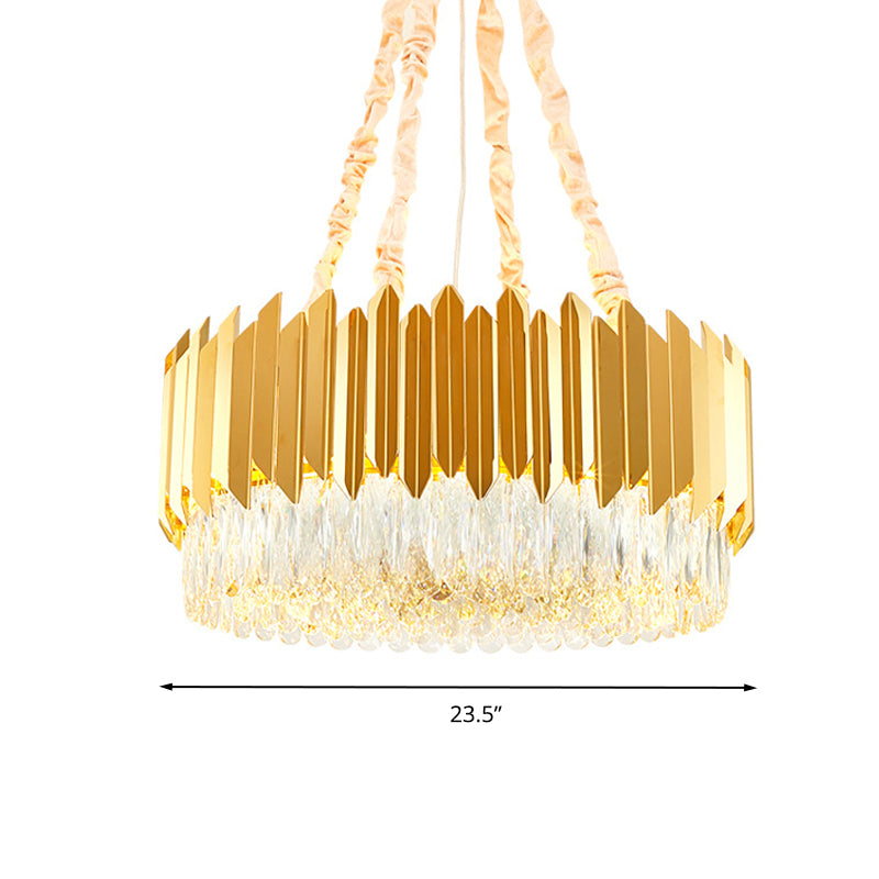 19.5"/23.5" Wide Gold Round Chandelier Lamp Postmodern 6/10 Heads Crystal Block Hanging Ceiling Light Clearhalo 'Ceiling Lights' 'Chandeliers' 'Modern Chandeliers' 'Modern' Lighting' 278267