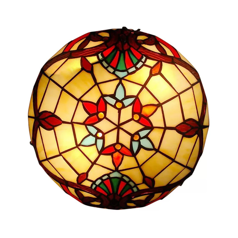 Stained Glass Ceiling Light, Bowl Shade Flush Mount Light with Jewel Decoration Baroque Style Clearhalo 'Ceiling Lights' 'Close To Ceiling Lights' 'Close to ceiling' 'Flush mount' Lighting' 2784