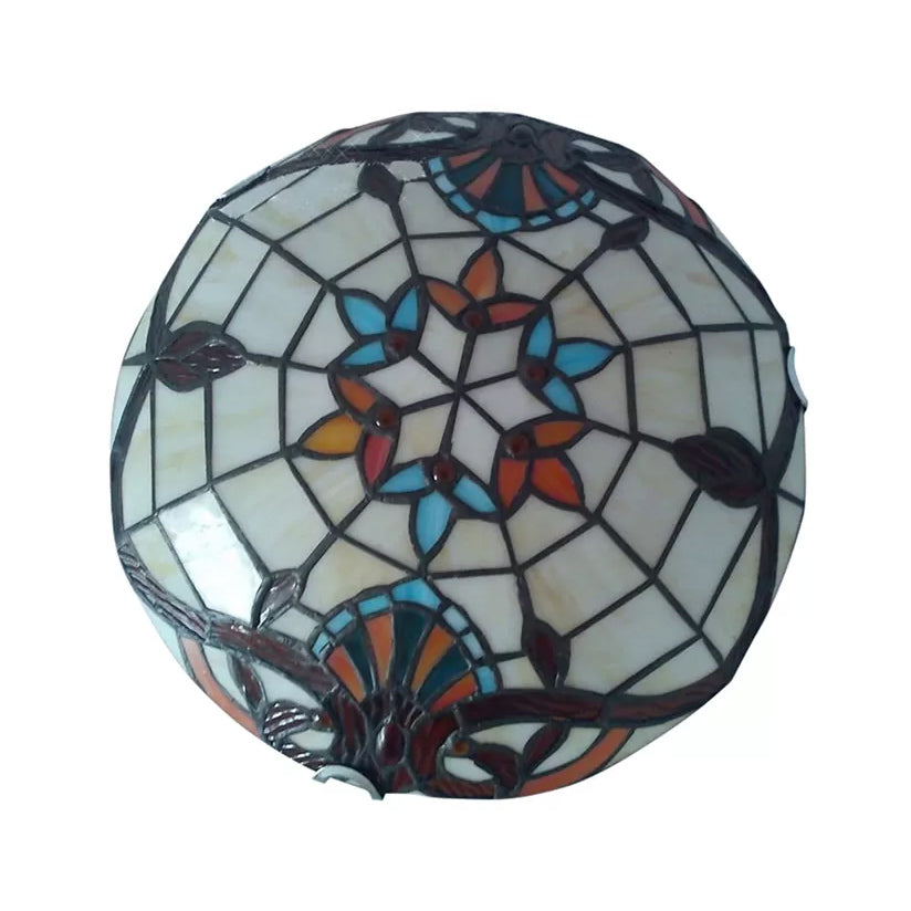 Stained Glass Ceiling Light, Bowl Shade Flush Mount Light with Jewel Decoration Baroque Style Clearhalo 'Ceiling Lights' 'Close To Ceiling Lights' 'Close to ceiling' 'Flush mount' Lighting' 2785