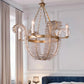 Crystal Candle-Style Hanging Chandelier Simple 4 Lights Brass Pedant Lighting for Bedroom Clearhalo 'Ceiling Lights' 'Chandeliers' Lighting' options 278512