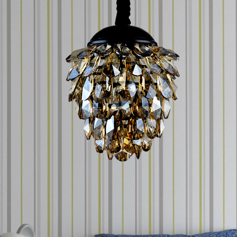 Pinecone Crystal Ceiling Pendant Light Modern Style 2 Lights Black/Gold Chandelier Clearhalo 'Ceiling Lights' 'Chandeliers' Lighting' options 278555