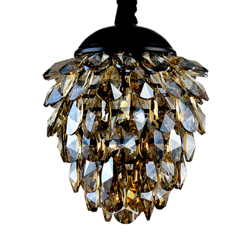 Pinecone Crystal Ceiling Pendant Light Modern Style 2 Lights Black/Gold Chandelier Clearhalo 'Ceiling Lights' 'Chandeliers' Lighting' options 278557