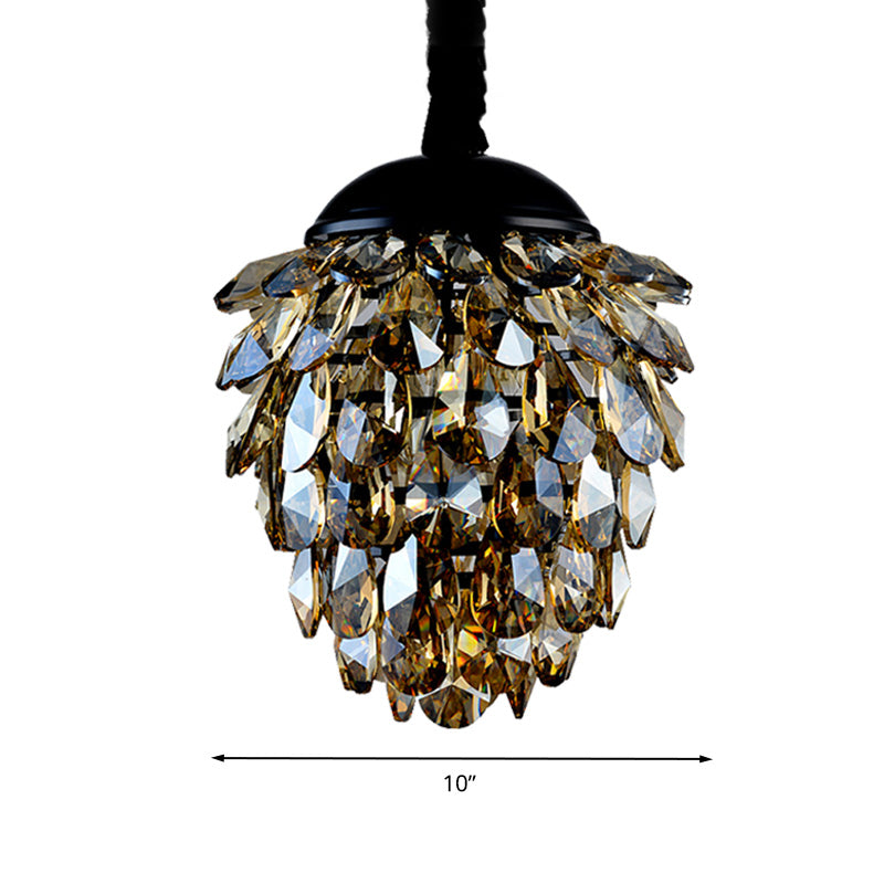 Pinecone Crystal Ceiling Pendant Light Modern Style 2 Lights Black/Gold Chandelier Clearhalo 'Ceiling Lights' 'Chandeliers' Lighting' options 278558