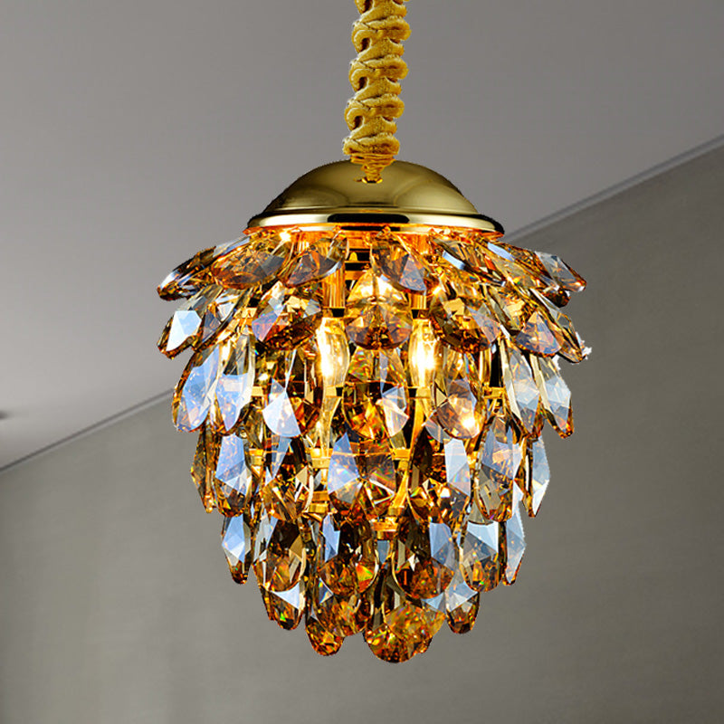 Pinecone Crystal Ceiling Pendant Light Modern Style 2 Lights Black/Gold Chandelier Clearhalo 'Ceiling Lights' 'Chandeliers' Lighting' options 278561