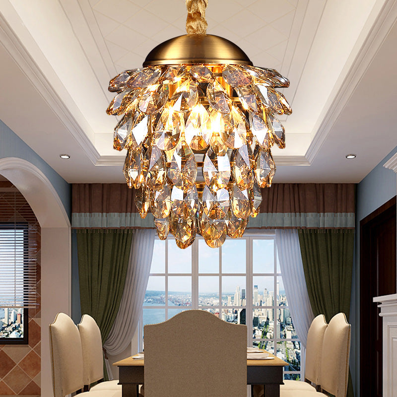 Pinecone Crystal Ceiling Pendant Light Modern Style 2 Lights Black/Gold Chandelier Clearhalo 'Ceiling Lights' 'Chandeliers' Lighting' options 278562