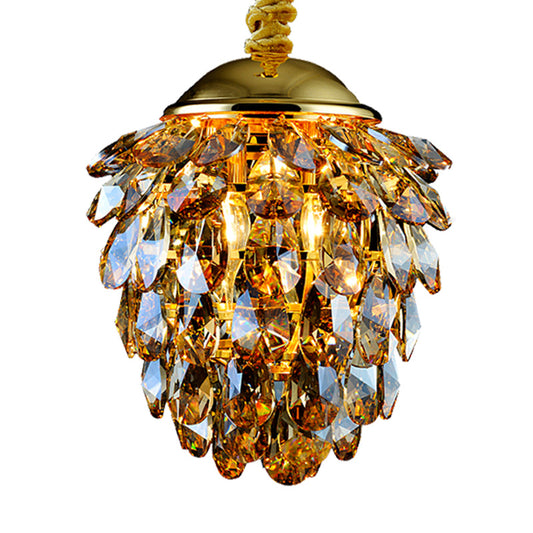 Pinecone Crystal Ceiling Pendant Light Modern Style 2 Lights Black/Gold Chandelier Clearhalo 'Ceiling Lights' 'Chandeliers' Lighting' options 278563