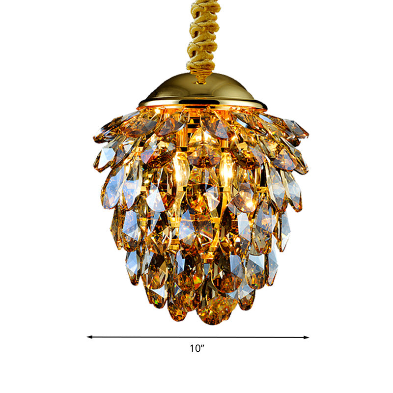 Pinecone Crystal Ceiling Pendant Light Modern Style 2 Lights Black/Gold Chandelier Clearhalo 'Ceiling Lights' 'Chandeliers' Lighting' options 278564