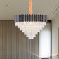 Layered Chandelier Lighting Fixture Minimalist Crystal 16/22 Lights Black Hanging Pendant Light Clearhalo 'Ceiling Lights' 'Chandeliers' Lighting' options 278715