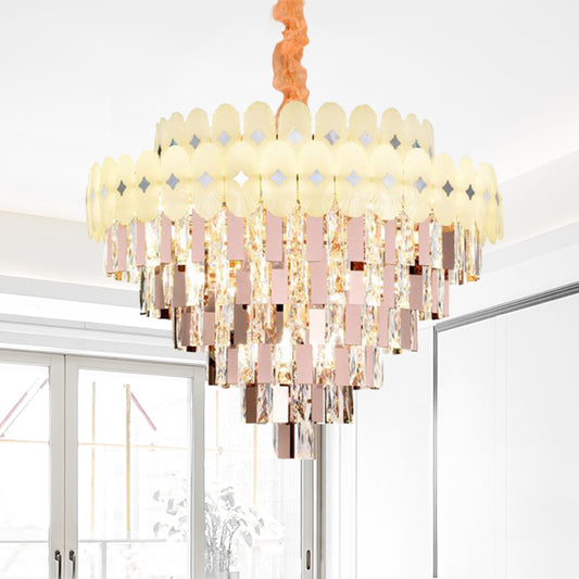 Layered Ceiling Chandelier Contemporary Clear Crystal 12/16/22 Lights Living Room Down Lighting Clearhalo 'Ceiling Lights' 'Chandeliers' Lighting' options 278748