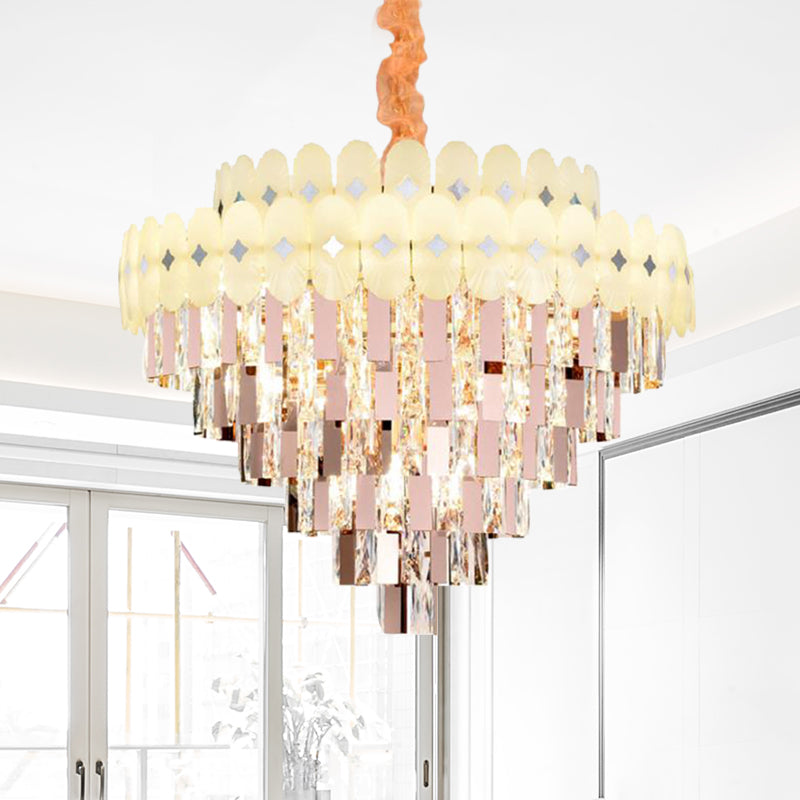 Layered Ceiling Chandelier Contemporary Clear Crystal 12/16/22 Lights Living Room Down Lighting 12 Clear Clearhalo 'Ceiling Lights' 'Chandeliers' Lighting' options 278748_7b98df3f-9f9b-4093-921f-ac6c00a82538