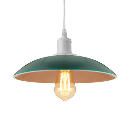 Green/Red 1 Light Ceiling Light Fixture Vintage Stylish Metal Saucer Shade Pendant Lighting over Table Green Clearhalo 'Art Deco Pendants' 'Cast Iron' 'Ceiling Lights' 'Ceramic' 'Crystal' 'Industrial Pendants' 'Industrial' 'Metal' 'Middle Century Pendants' 'Pendant Lights' 'Pendants' 'Tiffany' Lighting' 2788