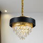 Simple Round Chandelier Lamp Crystal 5 Lights Dining Room Hanging Light Kit in White/Black Clearhalo 'Ceiling Lights' 'Chandeliers' Lighting' options 278809