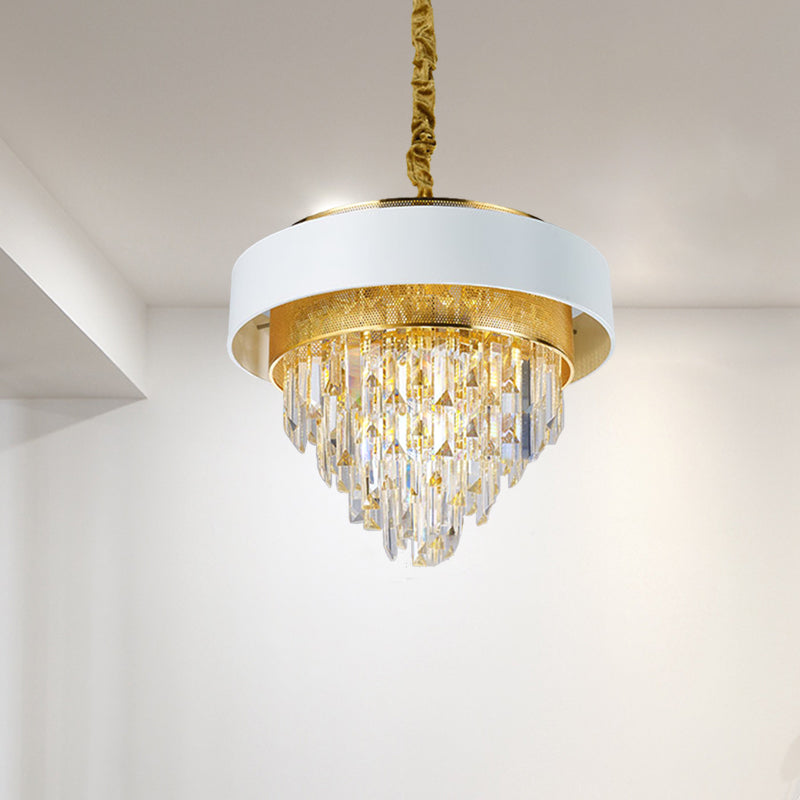 Simple Round Chandelier Lamp Crystal 5 Lights Dining Room Hanging Light Kit in White/Black Clearhalo 'Ceiling Lights' 'Chandeliers' Lighting' options 278815