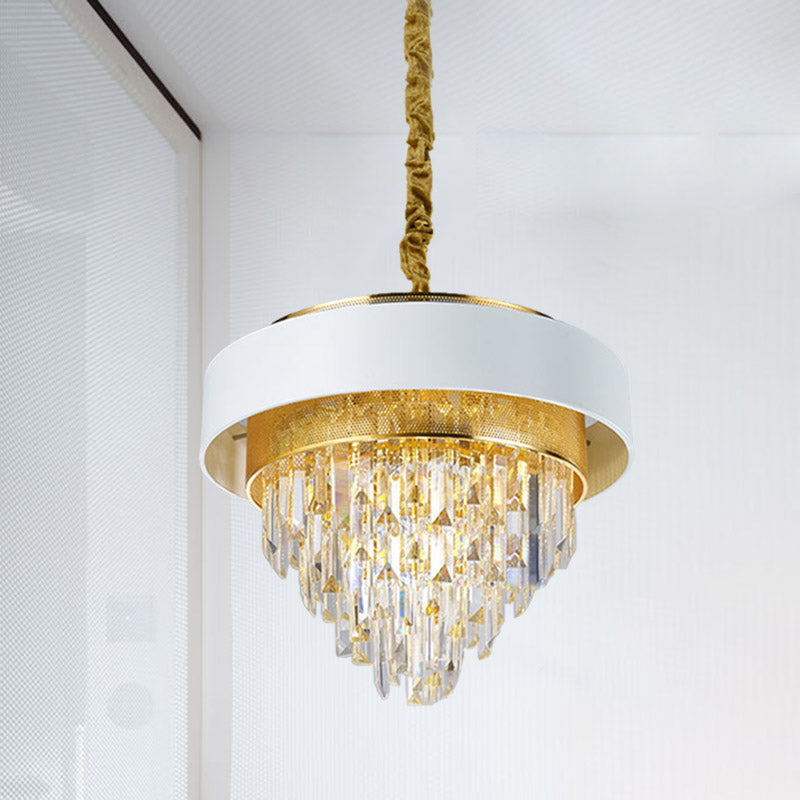 Simple Round Chandelier Lamp Crystal 5 Lights Dining Room Hanging Light Kit in White/Black Clearhalo 'Ceiling Lights' 'Chandeliers' Lighting' options 278816