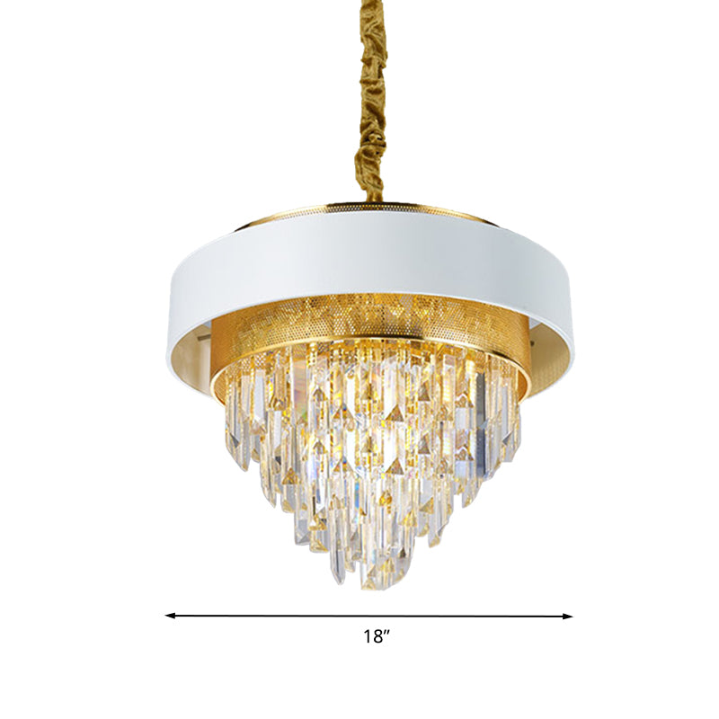 Simple Round Chandelier Lamp Crystal 5 Lights Dining Room Hanging Light Kit in White/Black Clearhalo 'Ceiling Lights' 'Chandeliers' Lighting' options 278819