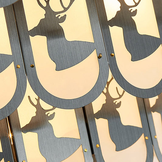 Crystal Tiered Chandelier Pendant Light Modern 12/16 Lights Down Lighting in Nickel with Elk Pattern Clearhalo 'Ceiling Lights' 'Chandeliers' Lighting' options 278843