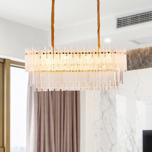 Clear Crystal Island Lighting Minimalist 9 Lights Chandelier Lamp for Dining Room Clear Clearhalo 'Ceiling Lights' 'Island Lights' Lighting' 278844