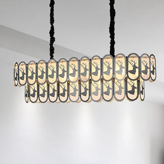 Nickel Oval Shaped Over Island Lighting Contemporary 10 Lights Crystal Suspension Light Clearhalo 'Ceiling Lights' 'Island Lights' Lighting' 278862