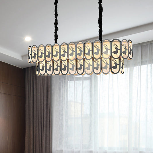 Nickel Oval Shaped Over Island Lighting Contemporary 10 Lights Crystal Suspension Light Clearhalo 'Ceiling Lights' 'Island Lights' Lighting' 278863