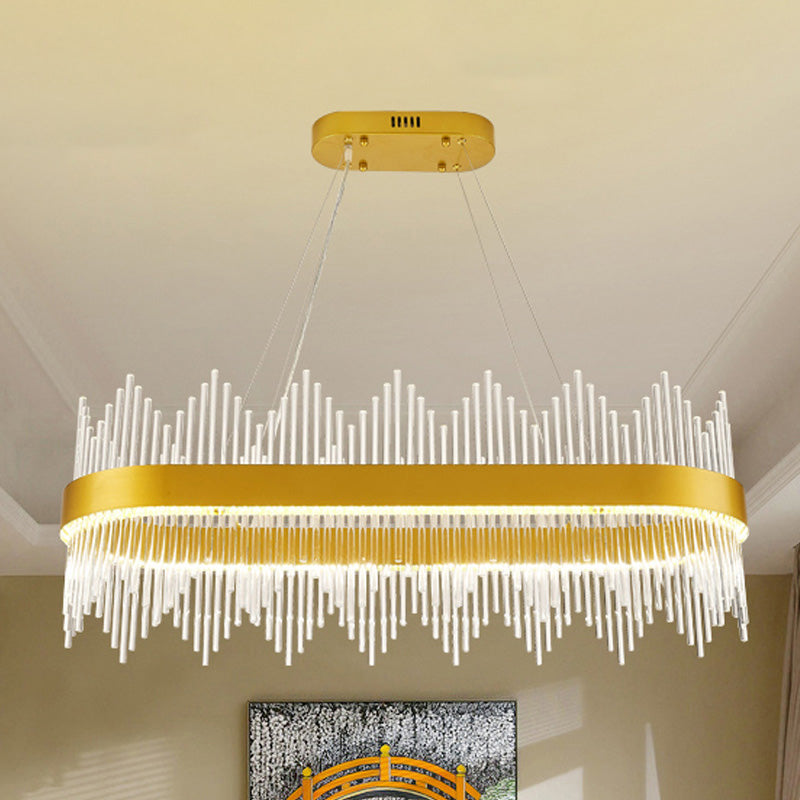 Modern Geometric Chandelier Crystal LED Dining Room Pendant Lighting Fixture in Gold Clearhalo 'Ceiling Lights' 'Chandeliers' Lighting' options 278883