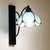 Tiffany Scalloped Wall Mount Light with Rectangle Backplate Stained Glass 3 Lights Sconce Lighting in White/Clear/Blue Blue Clearhalo 'Cast Iron' 'Glass' 'Industrial' 'Middle century wall lights' 'Modern' 'Tiffany wall lights' 'Tiffany' 'Traditional wall lights' 'Wall Lamps & Sconces' 'Wall Lights' Lighting' 27895