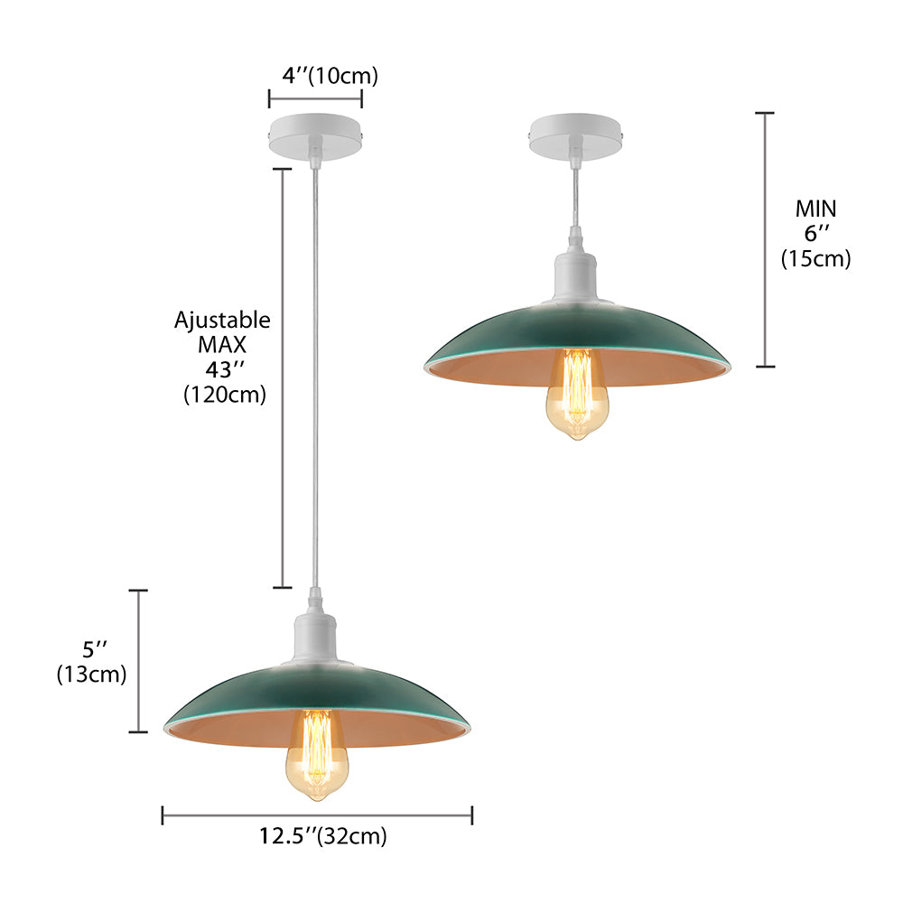 Green/Red 1 Light Ceiling Light Fixture Vintage Stylish Metal Saucer Shade Pendant Lighting over Table Clearhalo 'Art Deco Pendants' 'Cast Iron' 'Ceiling Lights' 'Ceramic' 'Crystal' 'Industrial Pendants' 'Industrial' 'Metal' 'Middle Century Pendants' 'Pendant Lights' 'Pendants' 'Tiffany' Lighting' 2790