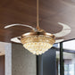 Conical LED Indoor Fan Light Fixture Minimalist Crystal Ball 4 Retractable Blades Ceiling Lighting in Gold Clearhalo 'Ceiling Fans with Lights' 'Ceiling Fans' 'Modern Ceiling Fans' 'Modern' Lighting' 279143