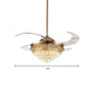 Conical LED Indoor Fan Light Fixture Minimalist Crystal Ball 4 Retractable Blades Ceiling Lighting in Gold Clearhalo 'Ceiling Fans with Lights' 'Ceiling Fans' 'Modern Ceiling Fans' 'Modern' Lighting' 279147
