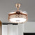 Rose Gold Drum Hanging Fan Light Contemporary 8-Blade Crystal Strand Indoor Semi Flush Lighting Ideas Gold Clearhalo 'Ceiling Fans with Lights' 'Ceiling Fans' 'Modern Ceiling Fans' 'Modern' Lighting' 279172