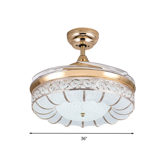 36"/42" W Rose Gold Round Semi Flush Mount Contemporary LED Dimple Crystal Ceiling Fan Light with Frequency Conversion/Remote Control/Wall Control Clearhalo 'Ceiling Fans with Lights' 'Ceiling Fans' 'Modern Ceiling Fans' 'Modern' Lighting' 279208