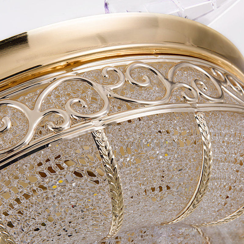 36"/42" W Rose Gold Round Semi Flush Mount Contemporary LED Dimple Crystal Ceiling Fan Light with Frequency Conversion/Remote Control/Wall Control Clearhalo 'Ceiling Fans with Lights' 'Ceiling Fans' 'Modern Ceiling Fans' 'Modern' Lighting' 279215