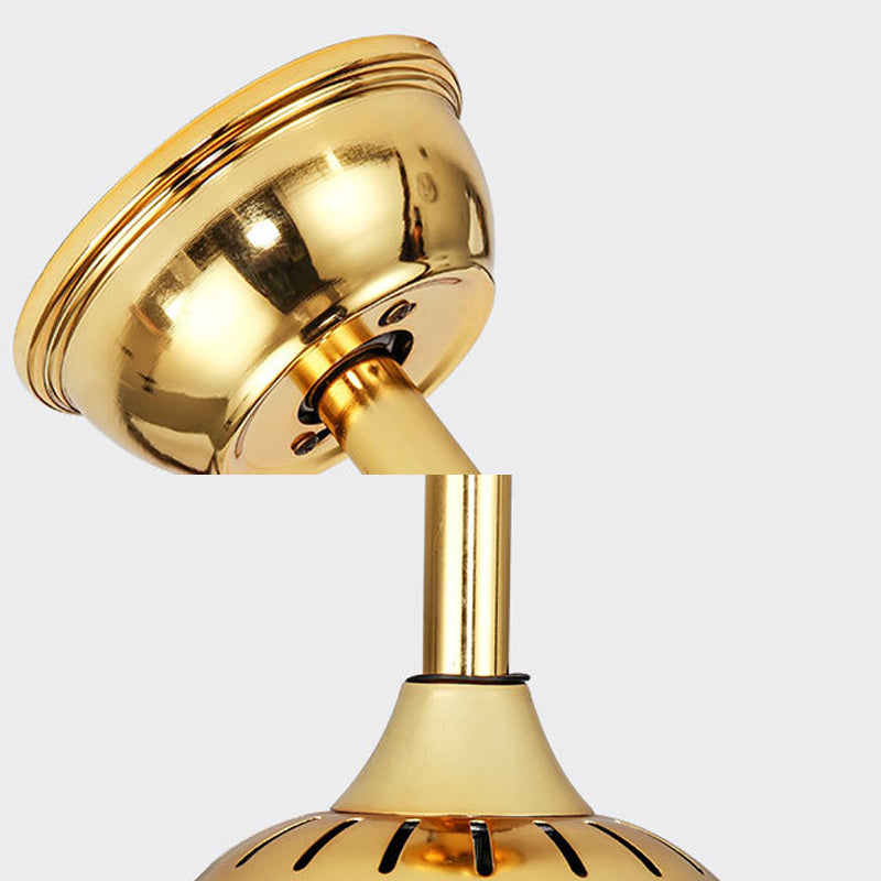 Simple Tapered Ceiling Fan Light Crystal Orbs Chrome/Gold Finish LED Hanging Lamp with Frequency Conversion/Remote Control/Wall Control Clearhalo 'Ceiling Fans with Lights' 'Ceiling Fans' 'Modern Ceiling Fans' 'Modern' Lighting' 279222