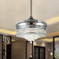 Wall Control/Remote Control/Frequency Convertible Tapered Fan Light Minimalist Clear Crystal LED Silver Hanging Wind Machine Clearhalo 'Ceiling Fans with Lights' 'Ceiling Fans' 'Modern Ceiling Fans' 'Modern' Lighting' 279231