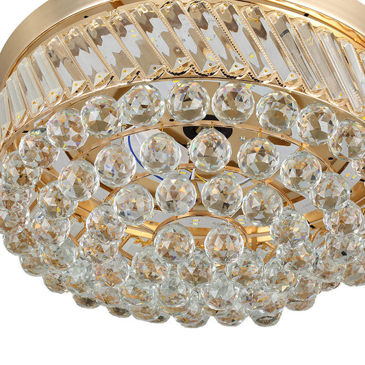 Gold Barrel Hanging Lamp with Fan Modern LED Crystal Orb Ceiling Lighting in Color-Changing/White Light, Wall Control/Remote Control/Frequency Conversion Clearhalo 'Ceiling Fans with Lights' 'Ceiling Fans' 'Modern Ceiling Fans' 'Modern' Lighting' 279286