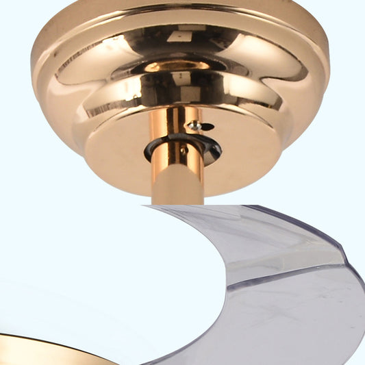 Gold Round LED Ceiling Fan Light Minimal Wall Control/Remote Control/Frequency Convertible Crystal Semi Mount Lamp in White/Color-Changing Light Clearhalo 'Ceiling Fans with Lights' 'Ceiling Fans' 'Modern Ceiling Fans' 'Modern' Lighting' 279312