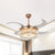 4-Blade Living Room LED Ceiling Lamp Modernist Gold Semi Flush Light with Round Crystal Rod Shade, Frequency Conversion/Wall Control/Remote Control Gold Clearhalo 'Ceiling Fans with Lights' 'Ceiling Fans' 'Modern Ceiling Fans' 'Modern' Lighting' 279326