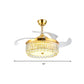 4-Blade Living Room LED Ceiling Lamp Modernist Gold Semi Flush Light with Round Crystal Rod Shade, Frequency Conversion/Wall Control/Remote Control Clearhalo 'Ceiling Fans with Lights' 'Ceiling Fans' 'Modern Ceiling Fans' 'Modern' Lighting' 279331