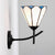 Arc/Curved Arm Sconce Light with Stained Glass Shade 1 Light Tiffany Wall Mount Light in White/Blue/Clear for Bedroom White Arc Clearhalo 'Industrial' 'Middle century wall lights' 'Tiffany wall lights' 'Tiffany' 'Wall Lamps & Sconces' 'Wall Lights' Lighting' 27935