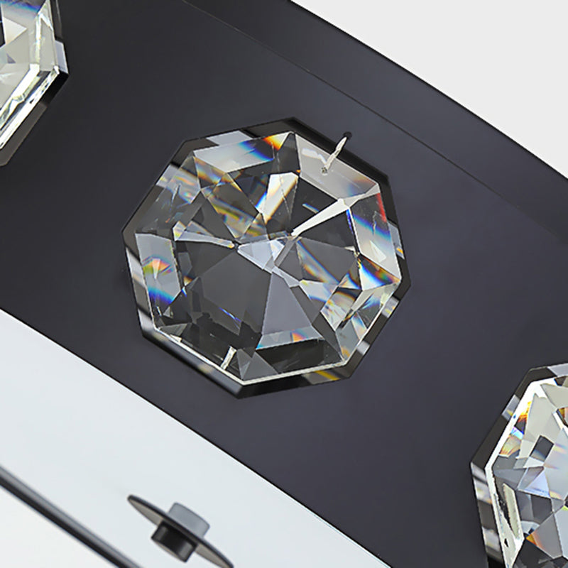 Minimalist Drum Shape Flush Light Beveled Crystal LED Living Room Ceiling Lighting in Grey, 18"/21.5" Dia Clearhalo 'Ceiling Lights' 'Close To Ceiling Lights' 'Close to ceiling' 'Flush mount' Lighting' 279398