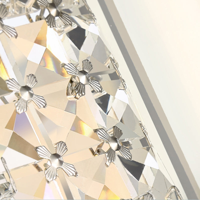 Drum K9 Crystal Ceiling Light Simple Style 8 Heads Chrome Flush Mount Fixture for Bedroom Clearhalo 'Ceiling Lights' 'Close To Ceiling Lights' 'Close to ceiling' 'Flush mount' Lighting' 279425