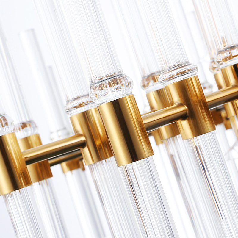 Round Ridged Clear Crystal Pendant Ceiling Light Postmodern 8 Lights Gold Chandelier Lamp Clearhalo 'Ceiling Lights' 'Chandeliers' Lighting' options 279446