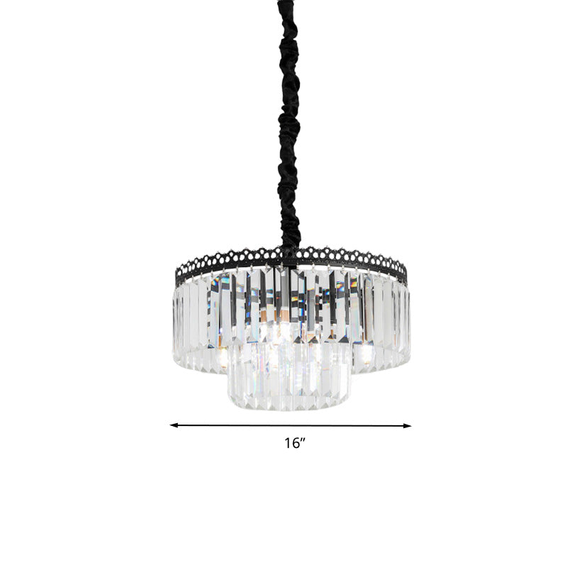 2/3 Tiers Chandelier Light Fixture Modern Swirl Crystal/Tri-Sided Crystal Rod 4/9 Lights Clear Hanging Ceiling Light Clearhalo 'Ceiling Lights' 'Chandeliers' 'Clear' 'Industrial' 'Modern Chandeliers' 'Modern' 'Tiffany' 'Traditional Chandeliers' Lighting' 279533