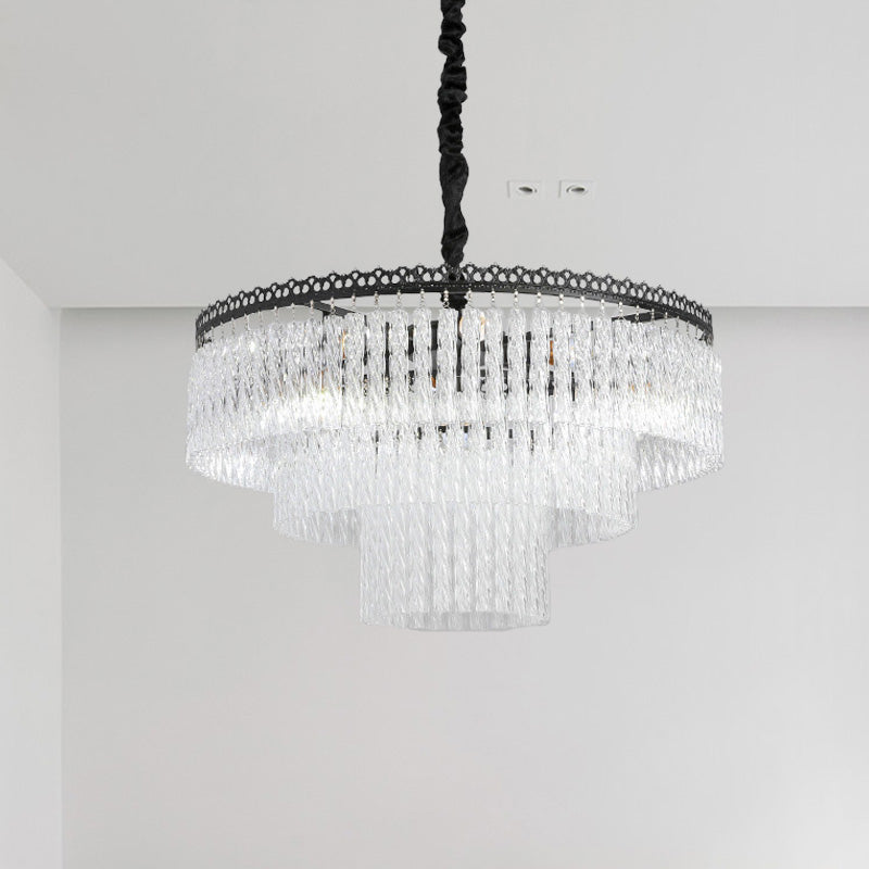 2/3 Tiers Chandelier Light Fixture Modern Swirl Crystal/Tri-Sided Crystal Rod 4/9 Lights Clear Hanging Ceiling Light Clearhalo 'Ceiling Lights' 'Chandeliers' 'Clear' 'Industrial' 'Modern Chandeliers' 'Modern' 'Tiffany' 'Traditional Chandeliers' Lighting' 279536