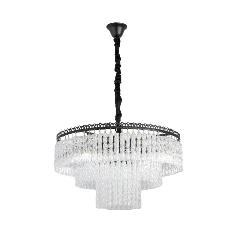 2/3 Tiers Chandelier Light Fixture Modern Swirl Crystal/Tri-Sided Crystal Rod 4/9 Lights Clear Hanging Ceiling Light Clearhalo 'Ceiling Lights' 'Chandeliers' 'Clear' 'Industrial' 'Modern Chandeliers' 'Modern' 'Tiffany' 'Traditional Chandeliers' Lighting' 279538